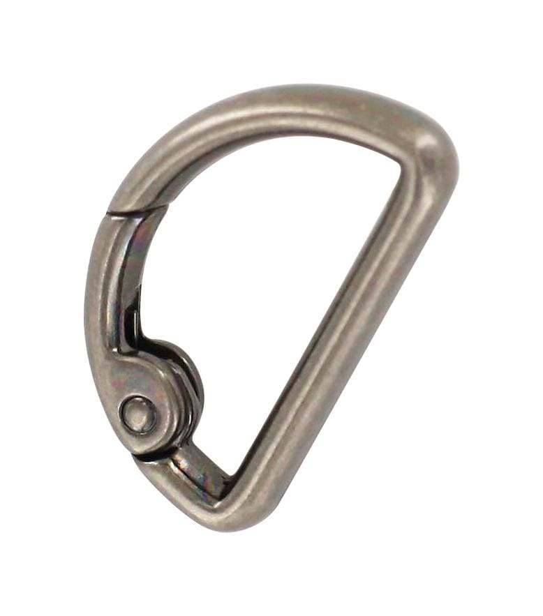 Ohio Travel Bag Rings & Slides 1 1/8" Antique Silver, Spring Gate D Ring, Zinc Alloy, #P-2811-ANTS P-2811-ANTS