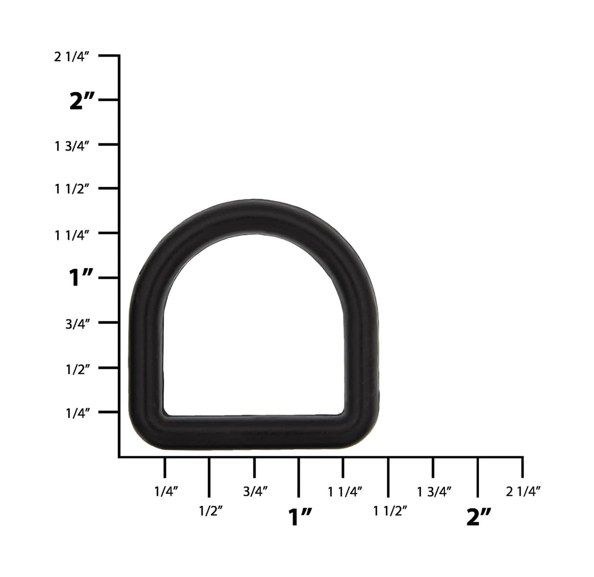 Ohio Travel Bag Rings & Slides 1/2" Black, Cast D-Ring, Zinc Alloy, #D-301-BLK D-301-BLK