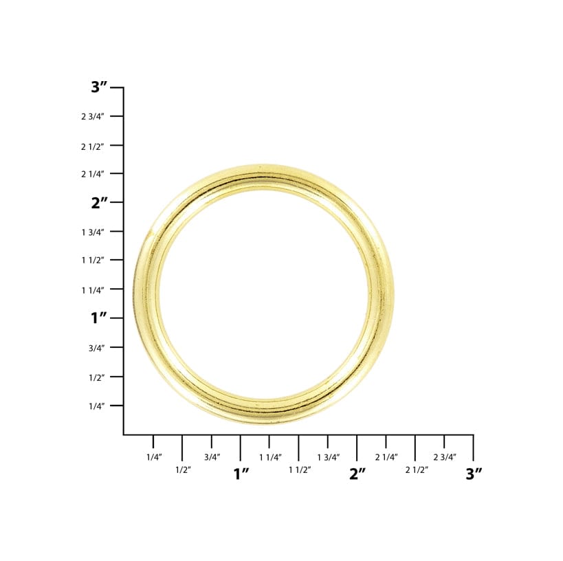 Ohio Travel Bag Rings & Slides 1 3/4" Shiny Brass, Cast Round Ring, Solid Brass, #P-839-1-3-4 P-839-1-3-4