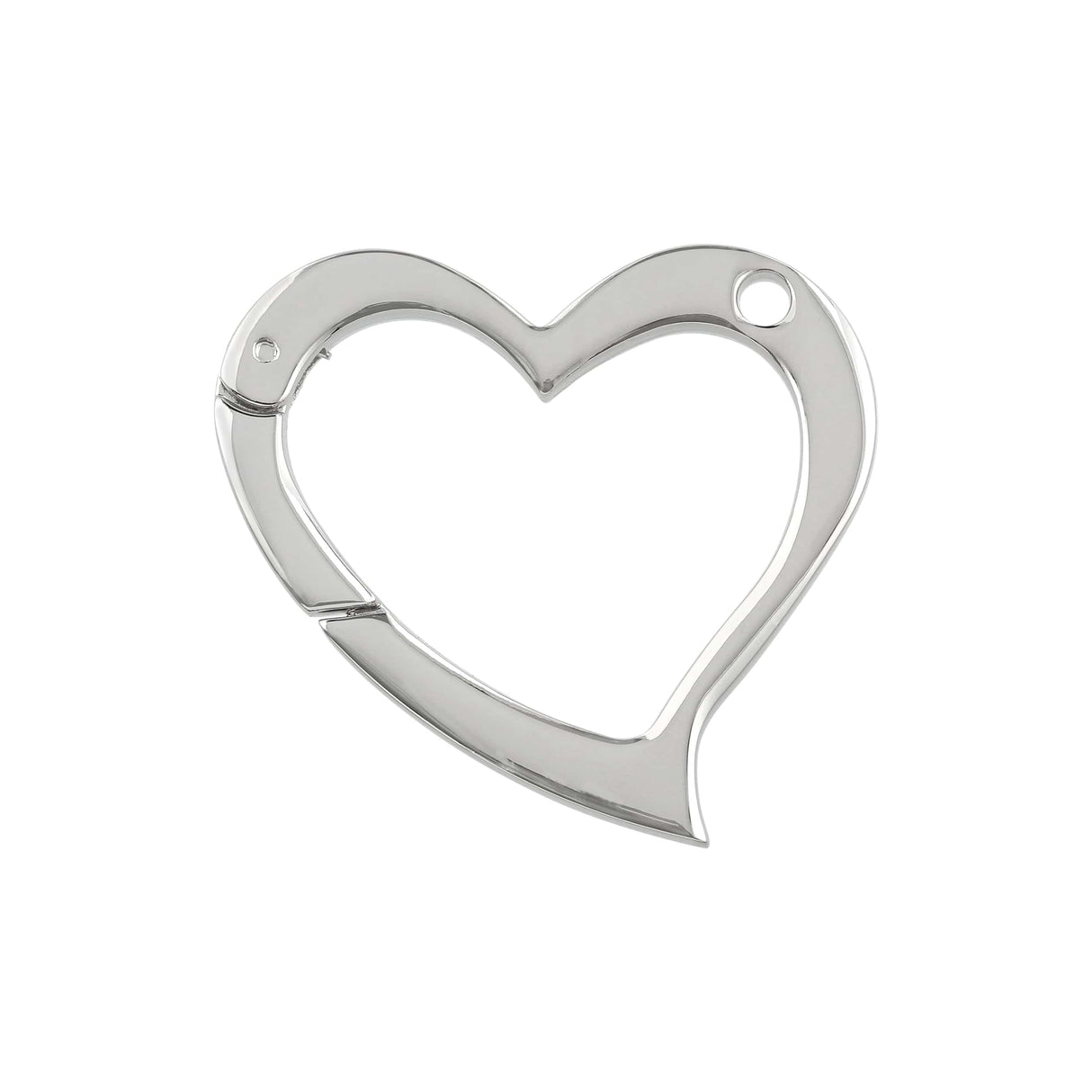 Ohio Travel Bag Rings & Slides 1 3/4" Shiny Nickel, Heart Shape Ring with Spring Gate, Zinc Alloy, #P-2824-NIC P-2824-NIC