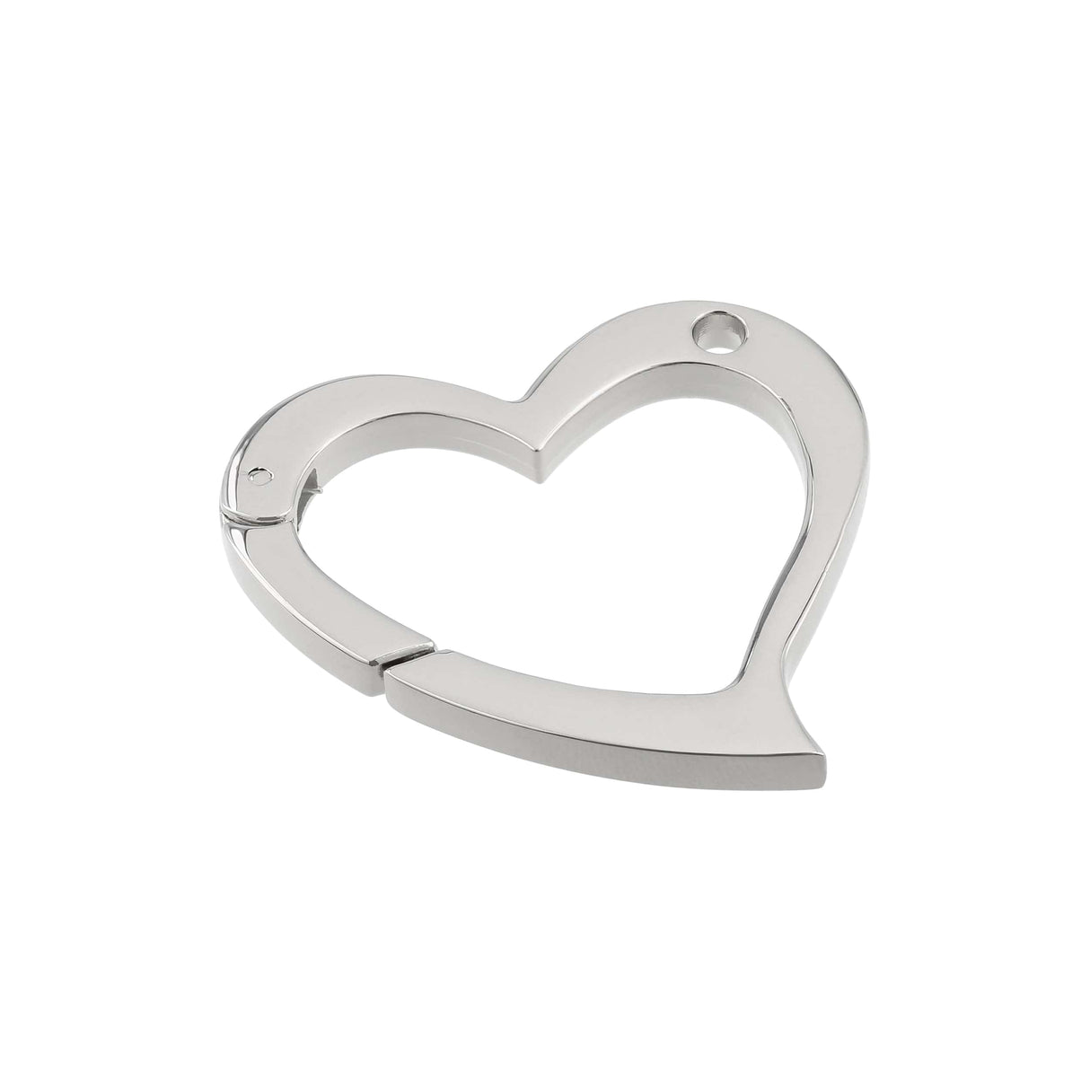 Ohio Travel Bag Rings & Slides 1 3/4" Shiny Nickel, Heart Shape Ring with Spring Gate, Zinc Alloy, #P-2824-NIC P-2824-NIC