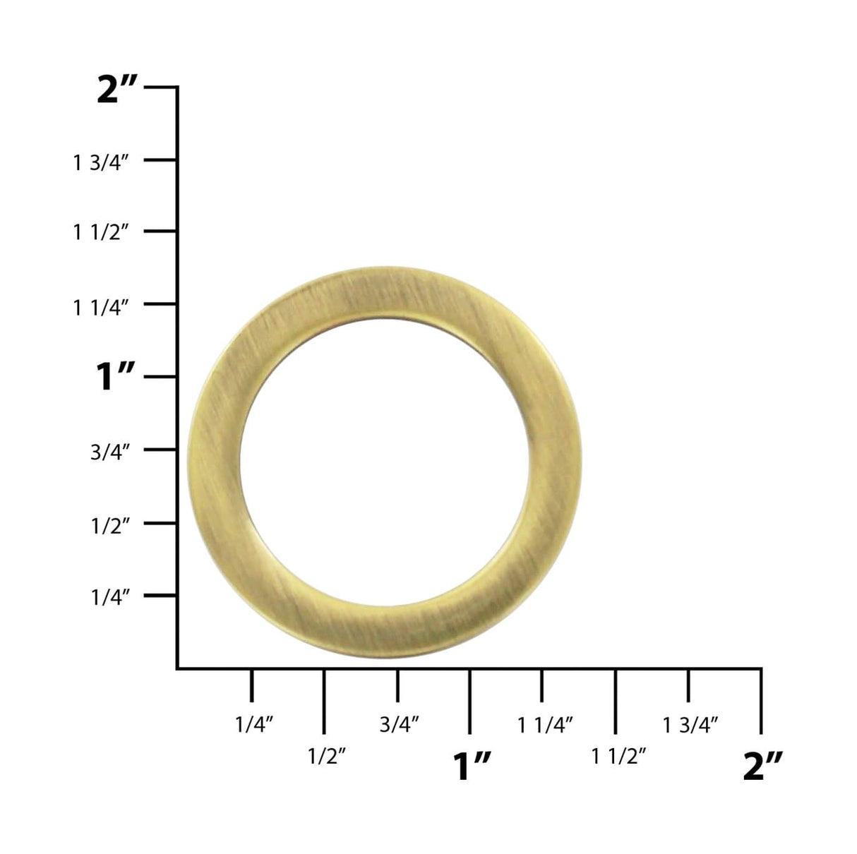 Ohio Travel Bag Rings & Slides 1" Antique Brass, Cast Flat Round Ring, Zinc Alloy, #P-2552-ANTB P-2552-ANTB