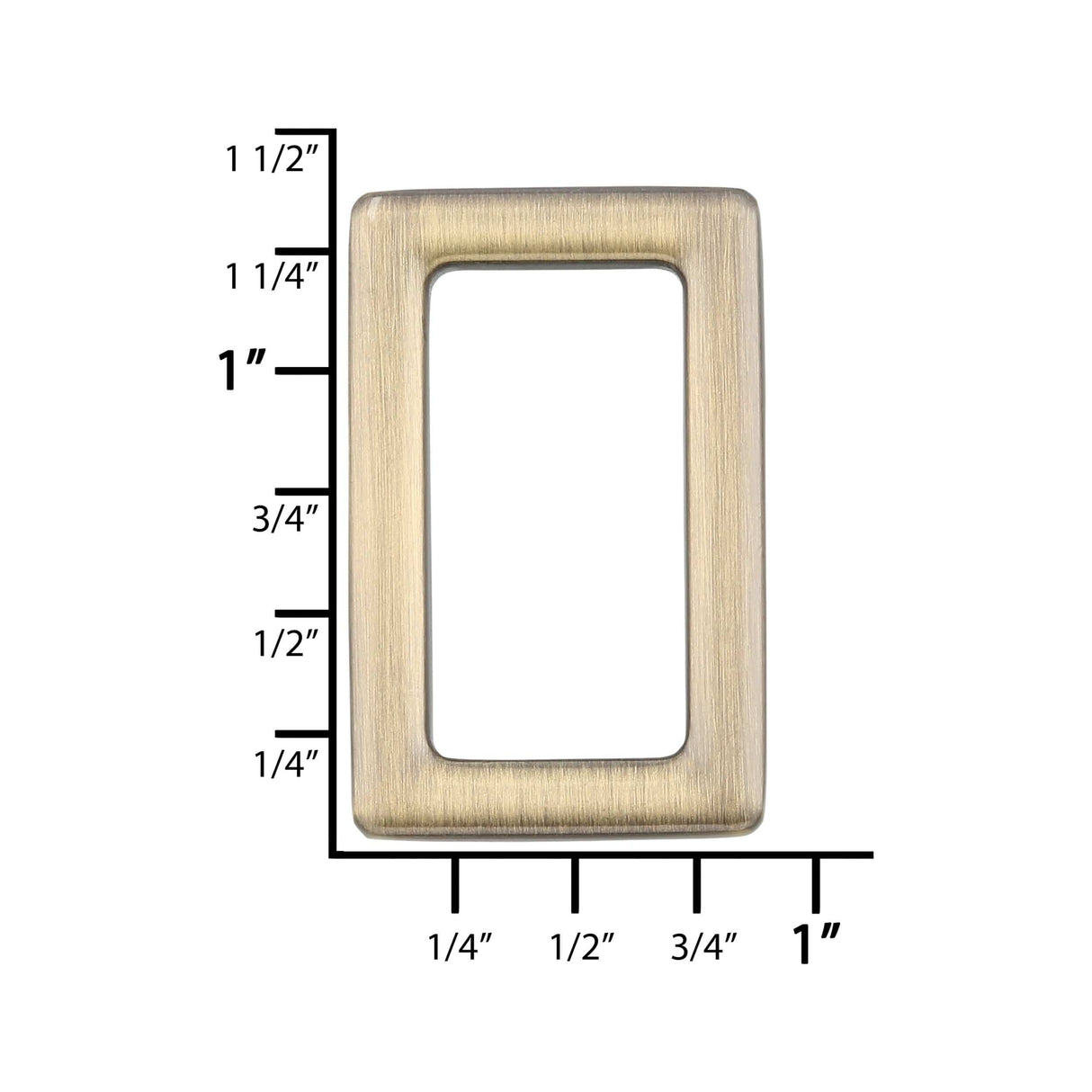 Ohio Travel Bag Rings & Slides 1" Antique Brass, Rectangular Ring, Zinc Alloy, #P-3113-ANTB P-3113-ANTB