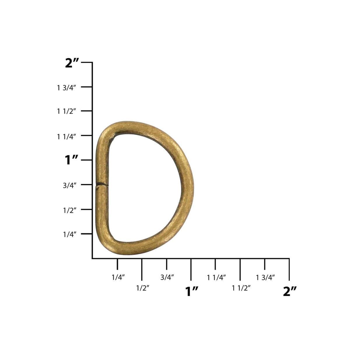 1" Antique Brass, Split D-Ring Heavy, Steel