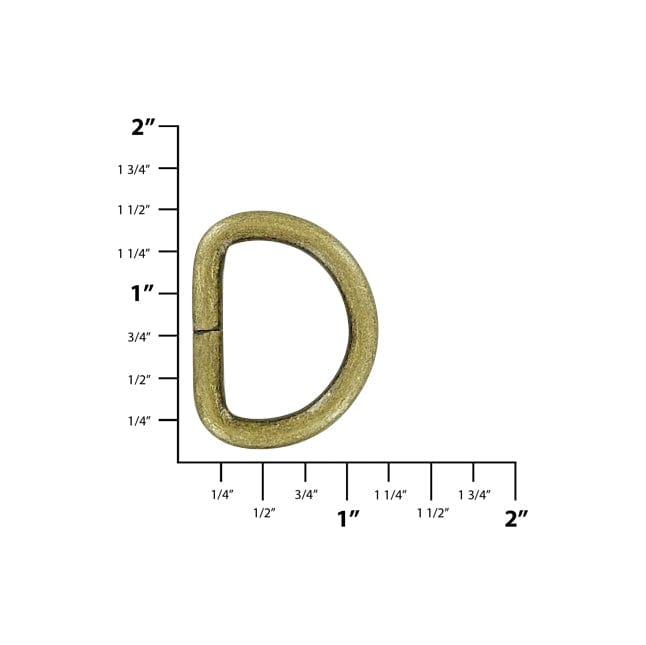 Ohio Travel Bag Rings & Slides 1" Antique Brass, Split D Ring, Steel, #P-2120-ANTB P-2120-ANTB