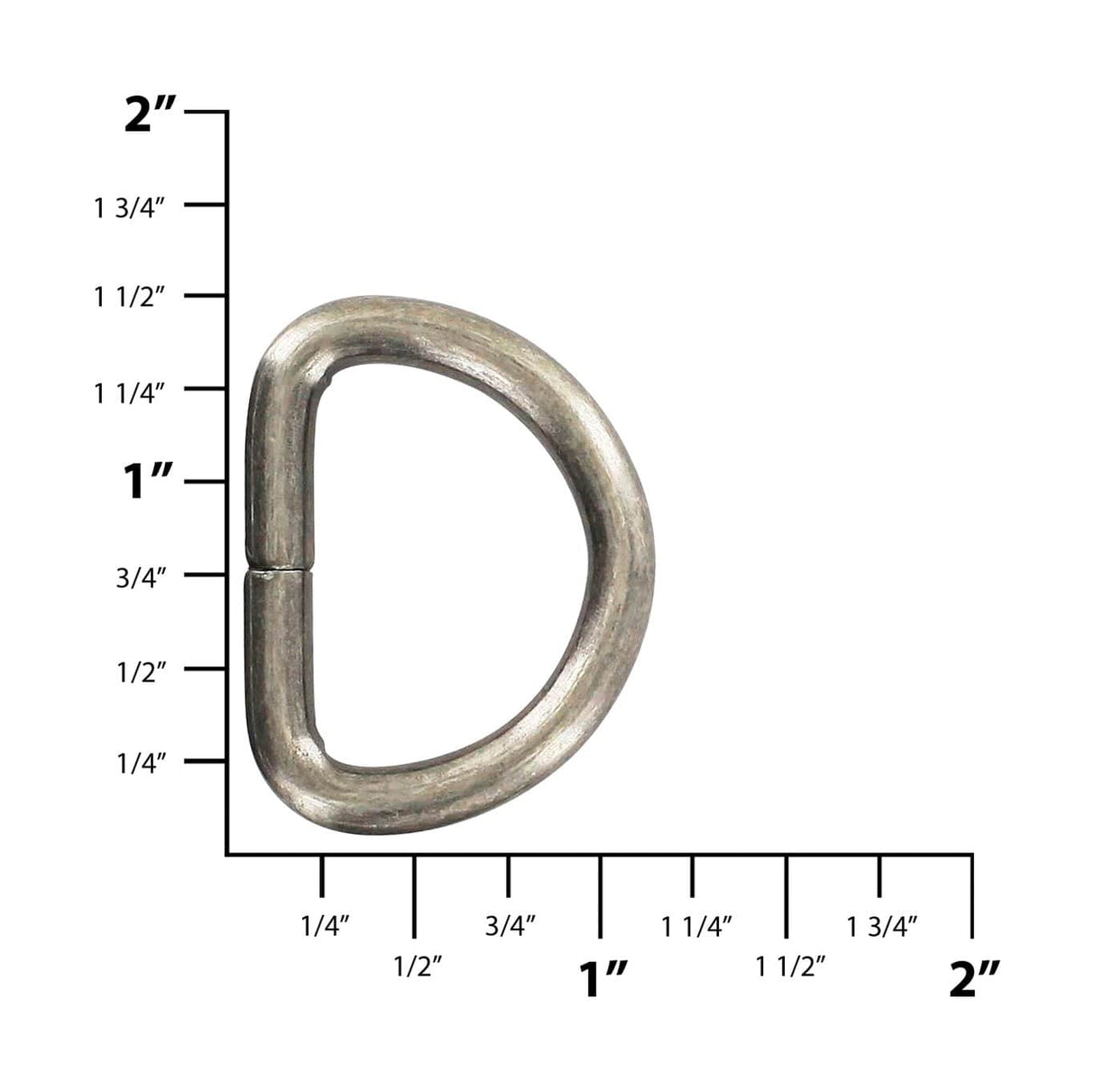 Ohio Travel Bag Rings & Slides 1" Antique Silver, Split D Ring, Steel, #P-2120-ANTS P-2120-ANTS