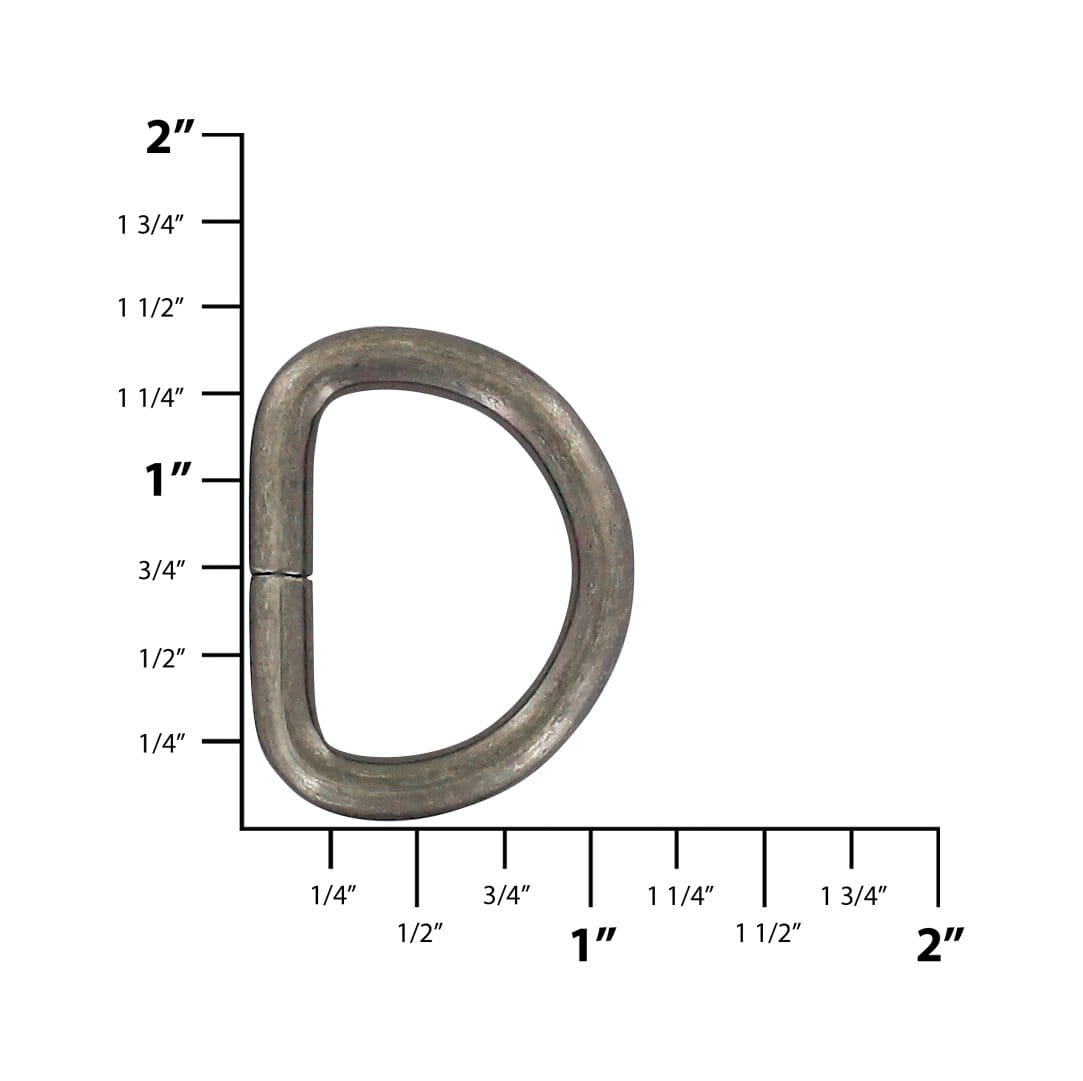 Ohio Travel Bag Rings & Slides 1" Antique Silver, Split D Ring, Steel, #P-2120-ANTS P-2120-ANTS