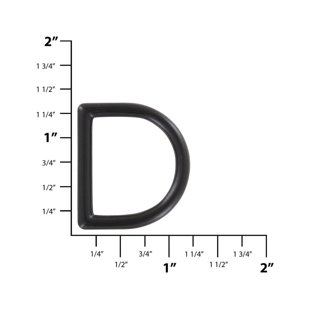 Ohio Travel Bag Rings & Slides 1" Black, Cast D Ring, Zinc Alloy, #P-2075-BLK P-2075-BLK