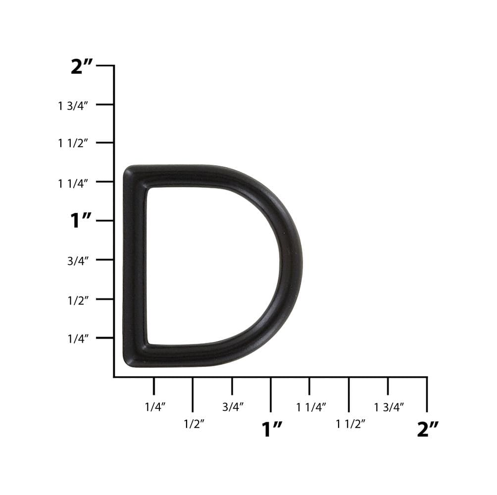 Ohio Travel Bag Rings & Slides 1" Black, Cast D Ring, Zinc Alloy, #P-2075-BLK P-2075-BLK