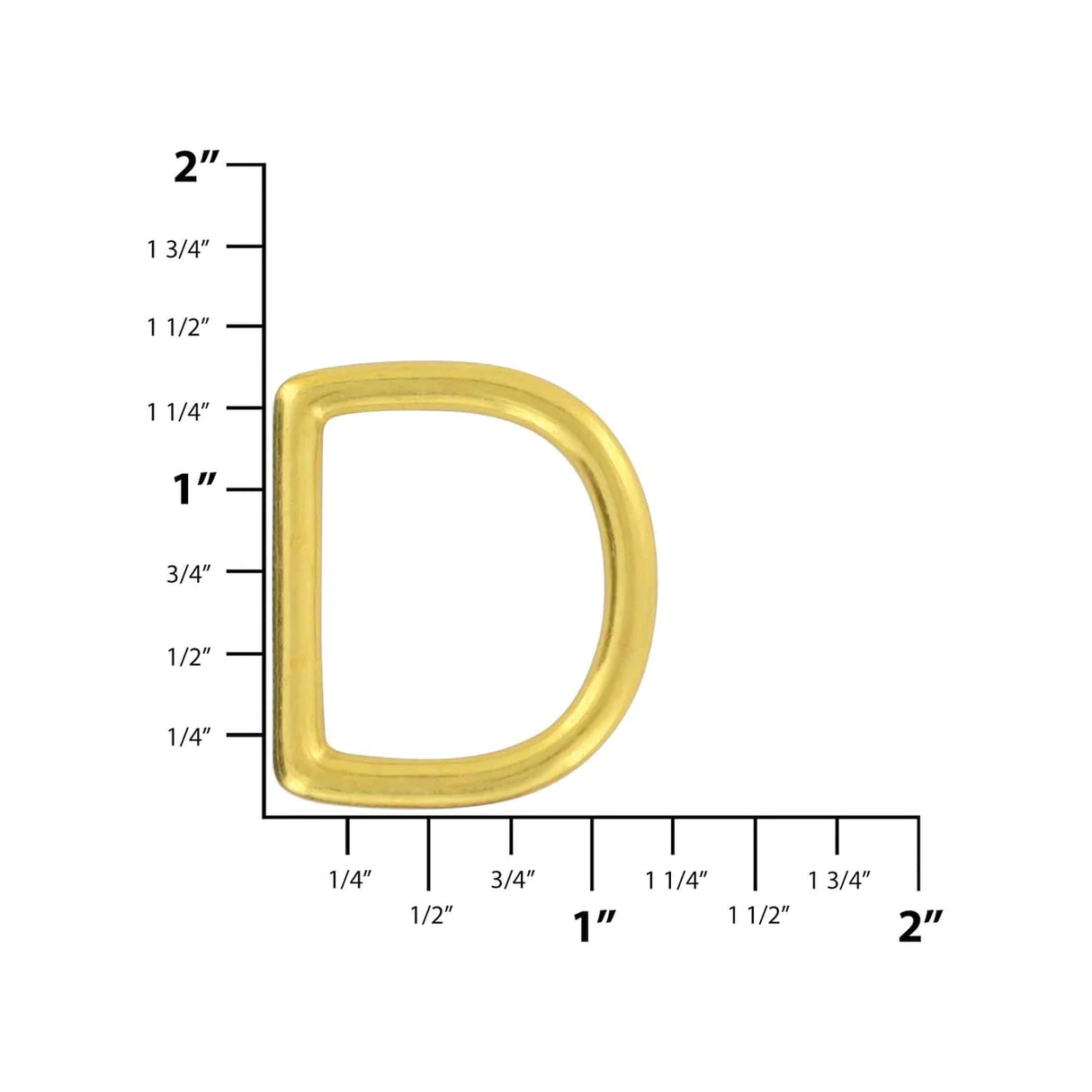 1" Brass, Cast D-Ring, Solid Brass