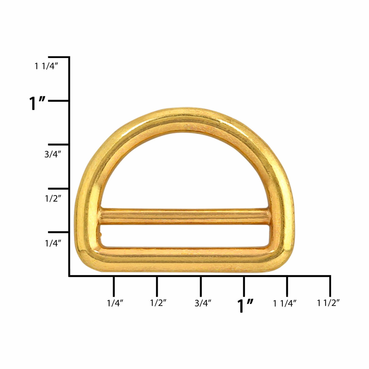 Ohio Travel Bag Rings & Slides 1" Gold, Cast Double Bar D-Ring, Zinc Alloy, #C-1438-GOLD C-1438-GOLD