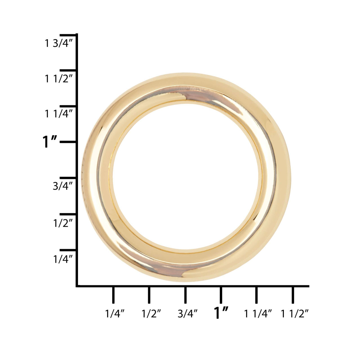 Ohio Travel Bag Rings & Slides 1" Gold, Cast Heavy Round Ring, Zinc Alloy, #P-2549-GOLD P-2549-GOLD