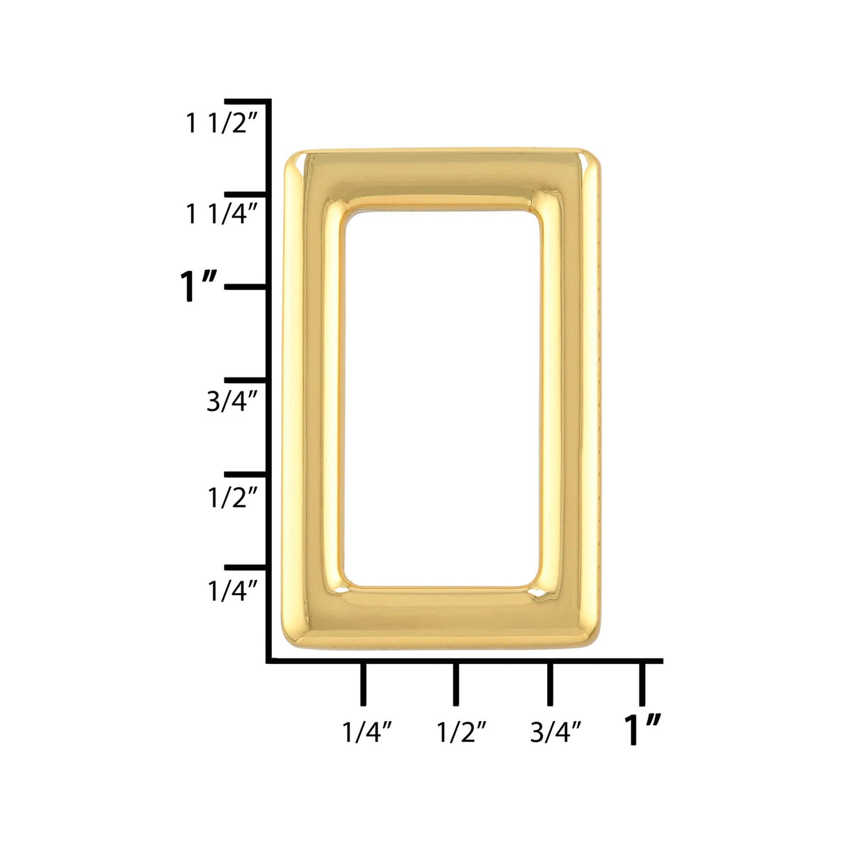 Ohio Travel Bag Rings & Slides 1" Gold, Rectangular Ring, Zinc Alloy, #P-3113-GOLD P-3113-GOLD