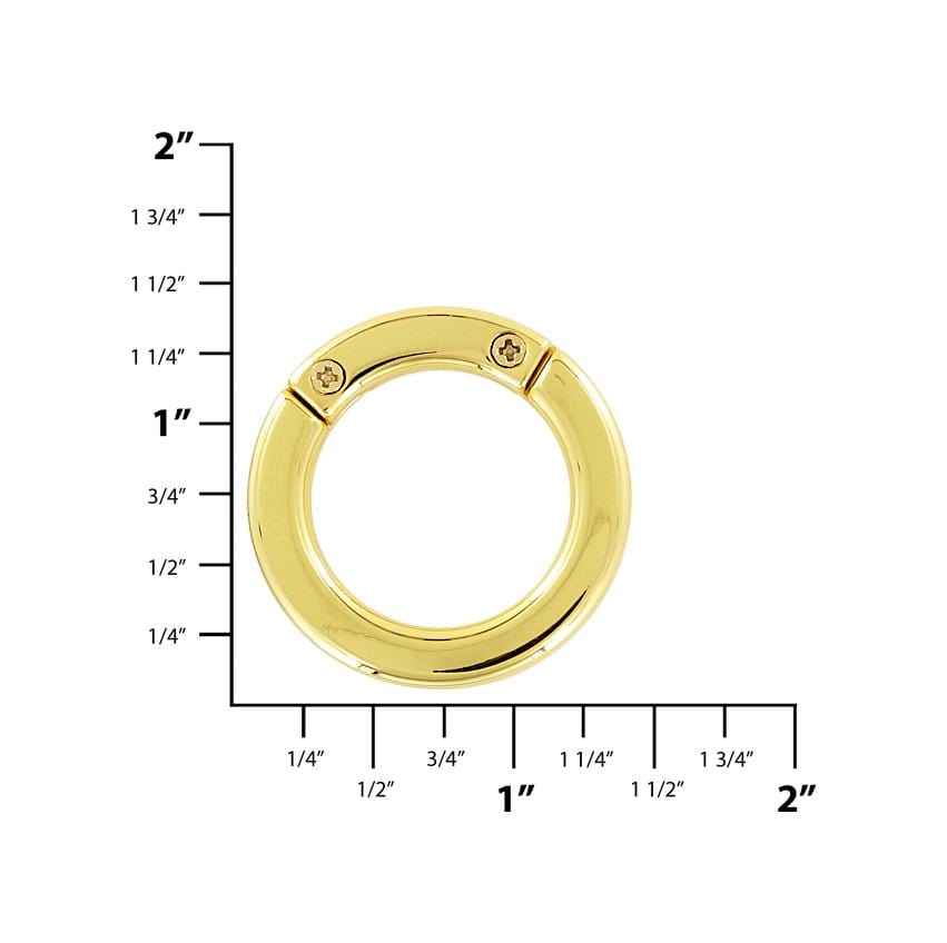Ohio Travel Bag Rings & Slides 1" Gold, Screw-Apart Round Ring, Zinc Alloy, #P-2758-GOLD P-2758-GOLD