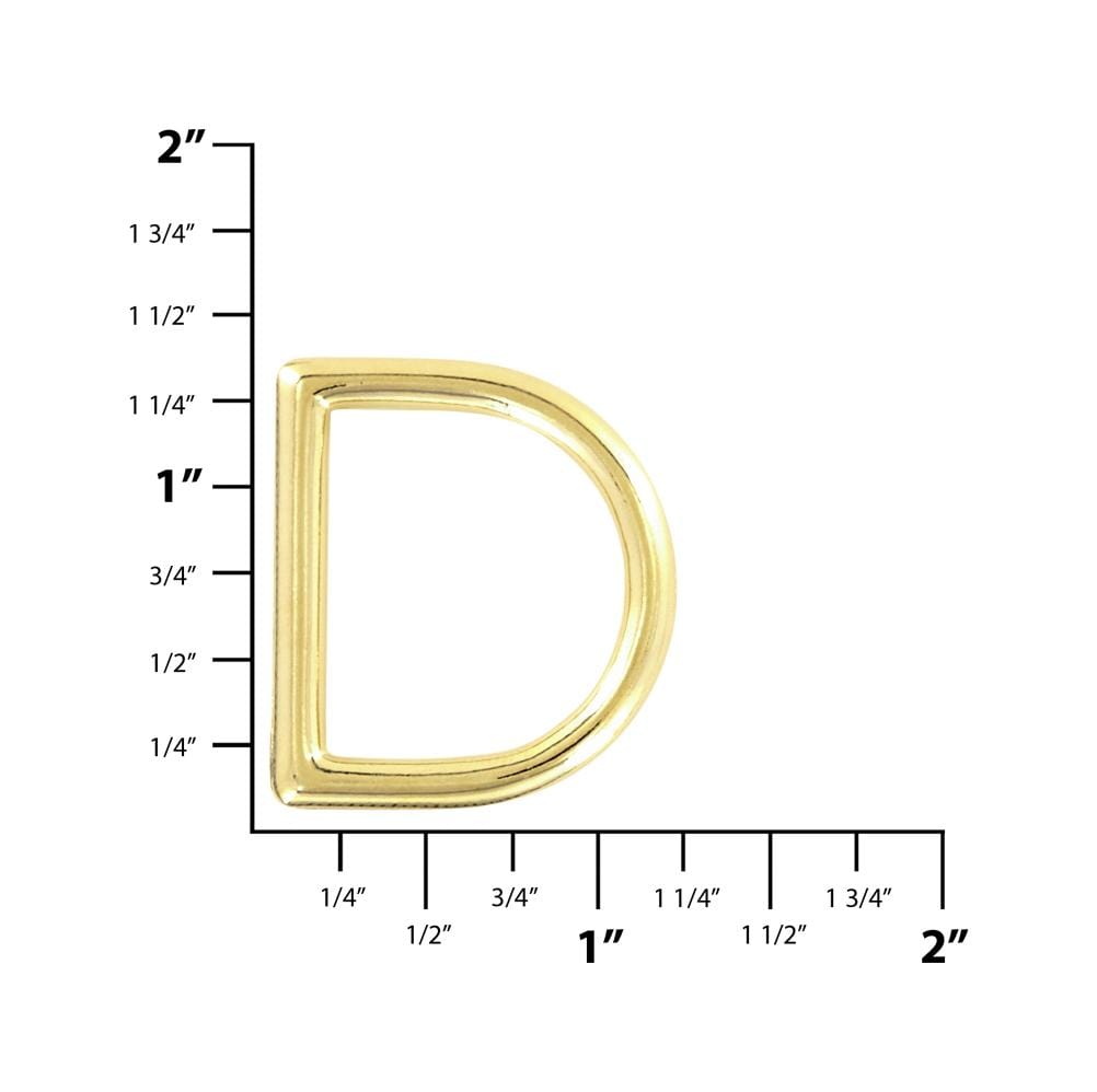 Ohio Travel Bag Rings & Slides 1" Gold, Solid D Ring, Zinc Alloy, #P-2075-GOLD P-2075-GOLD
