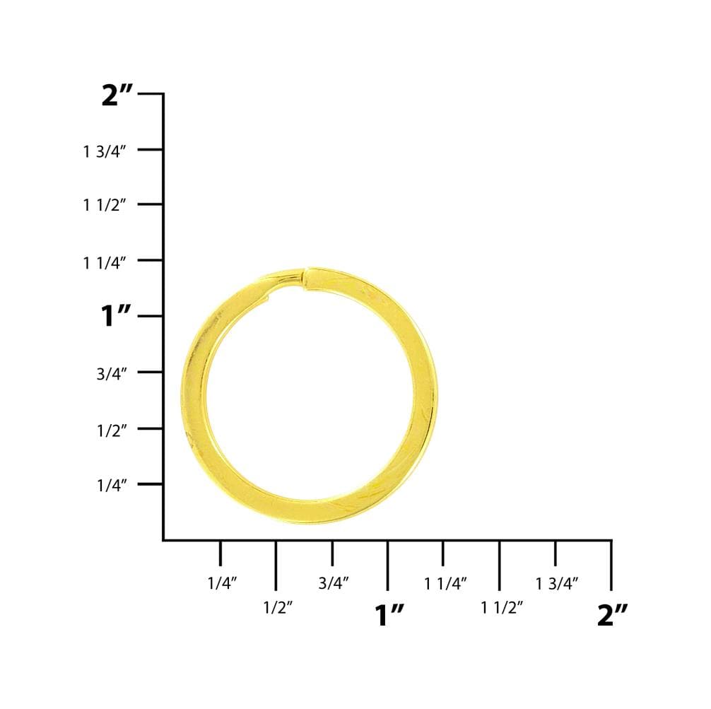 Ohio Travel Bag Rings & Slides 1" Gold, Split Flat Key Ring, Steel, #L-2947-GOLD L-2947-GOLD