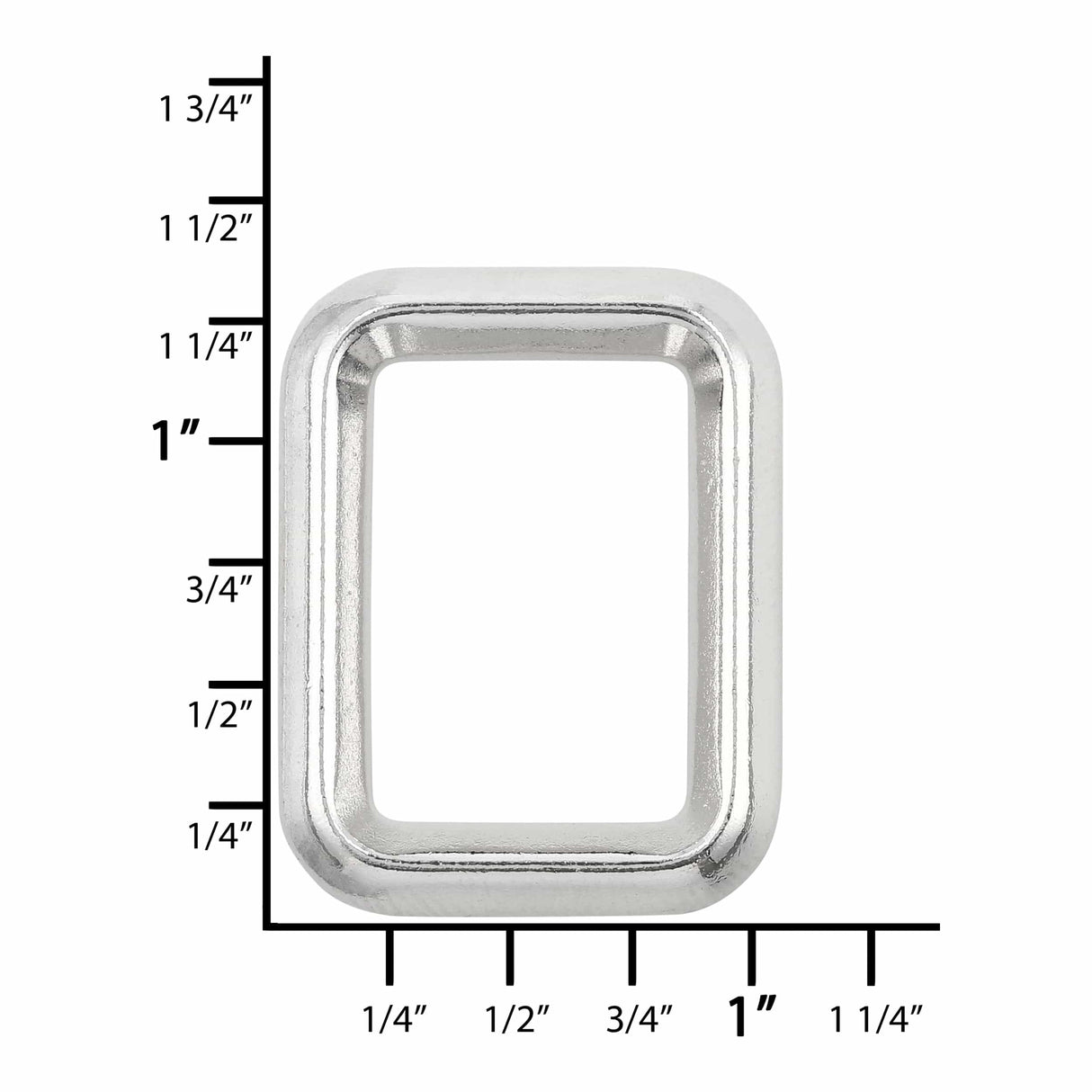 Ohio Travel Bag Rings & Slides 1" Nickel, Beveled Rectangular Ring, Zinc Alloy, #P-2873-NIC P-2873-NIC