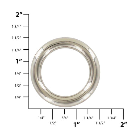Ohio Travel Bag Rings & Slides 1" Nickel, Cast Round Ring, Zinc Alloy, #P-2549-NIC P-2549-NIC