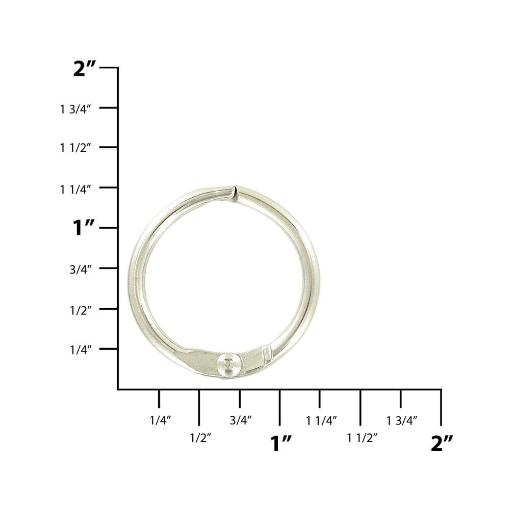 Ohio Travel Bag Rings & Slides 1" Nickel, Hinged Binder Ring, Steel, #L-3146 L-3146