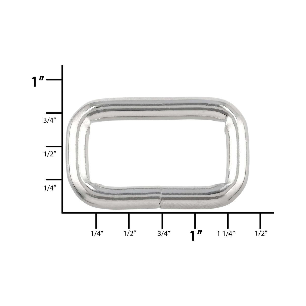 Ohio Travel Bag Rings & Slides 1" Nickel, Welded Rectangular Ring, Steel, #P-2473-NP P-2473-NP