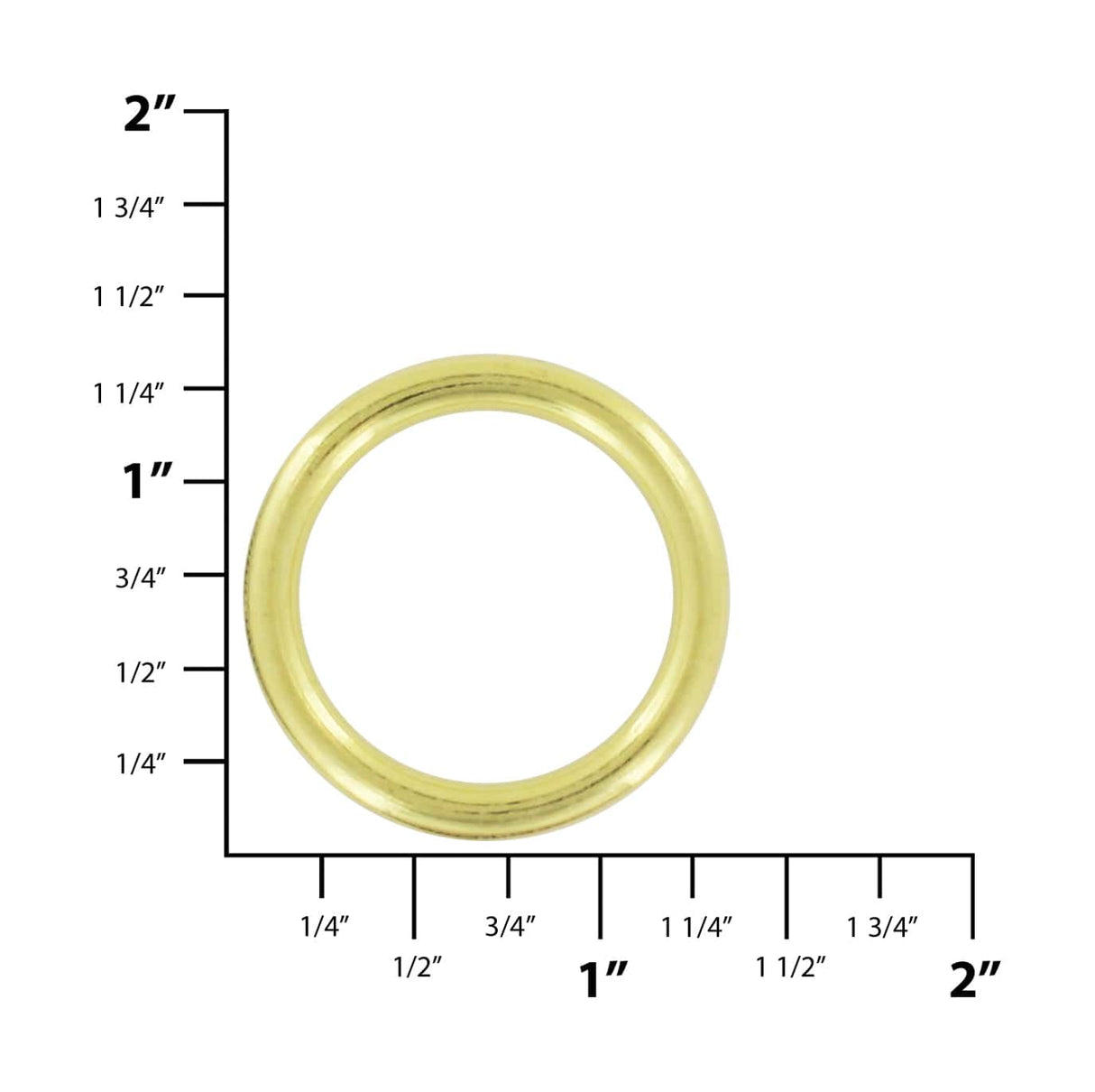 Ohio Travel Bag Rings & Slides 1" Shiny Brass, Cast Round Ring, Zinc Alloy, #A-234-BP A-234-BP