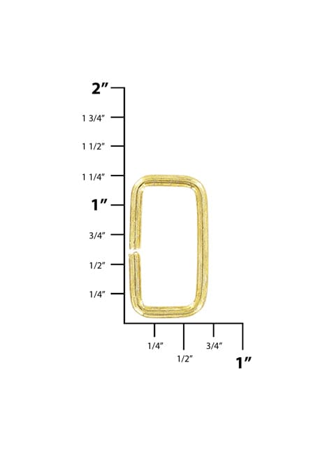 Ohio Travel Bag Rings & Slides 1" Shiny Brass Plate, Split Rectangular Ring, Steel, #C-25-1-BP C-25-1-BP