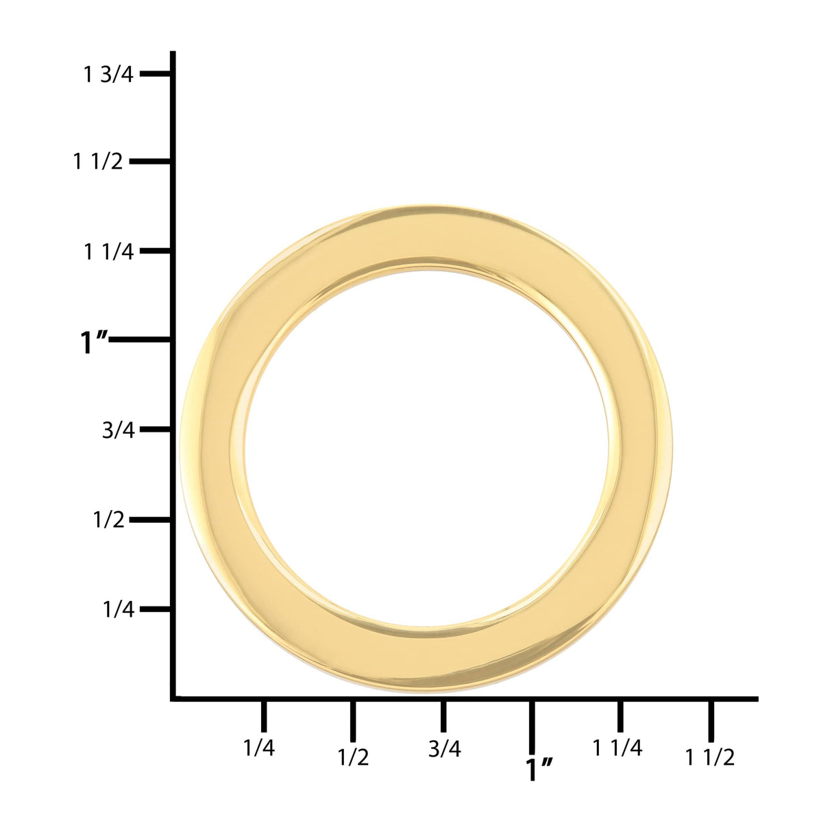 Ohio Travel Bag Rings & Slides 1" Shiny Gold, Cast Flat Round Ring, Zinc Alloy, #P-2552-GOLD P-2552-GOLD