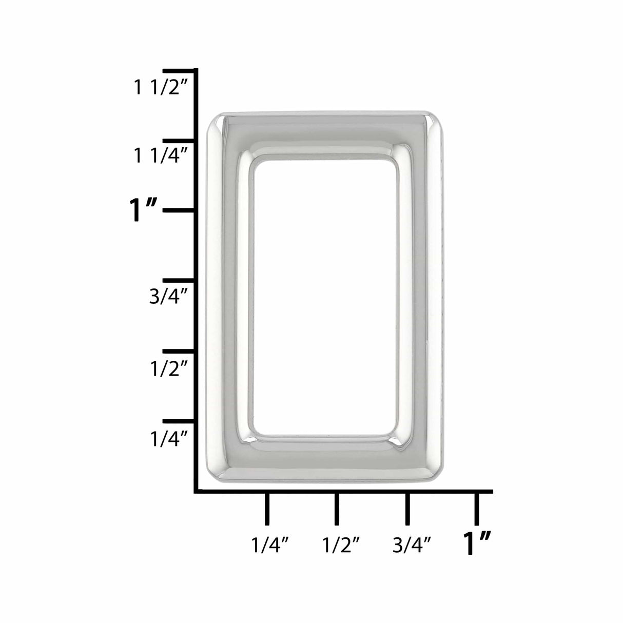Ohio Travel Bag Rings & Slides 1" Shiny Nickel, Rectangular Ring, Zinc Alloy, #P-3113-NIC P-3113-NIC