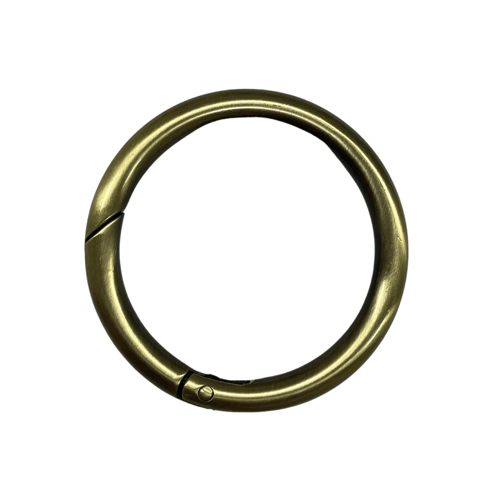 Ohio Travel Bag Rings & Slides 2 1/4" Antique Brass, Spring Gate Round Ring, Zinc Alloy, #P-2821-ANTB P-2821-ANTB