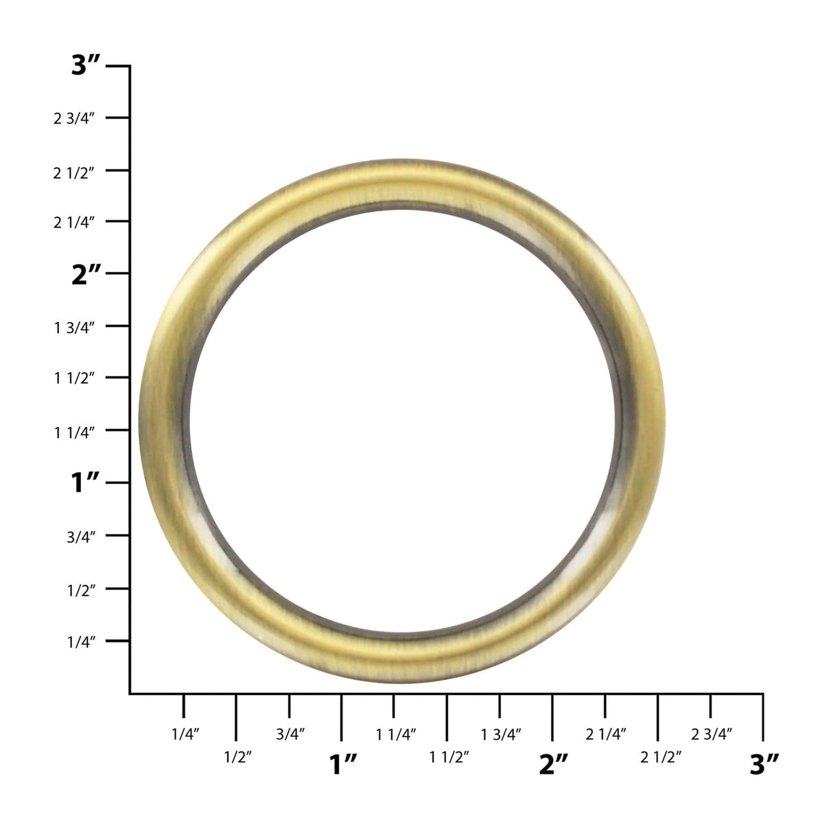 Ohio Travel Bag Rings & Slides 2" Antique Brass, Cast Flat Round Ring, Zinc Alloy, #P-2550-ANTB P-2550-ANTB
