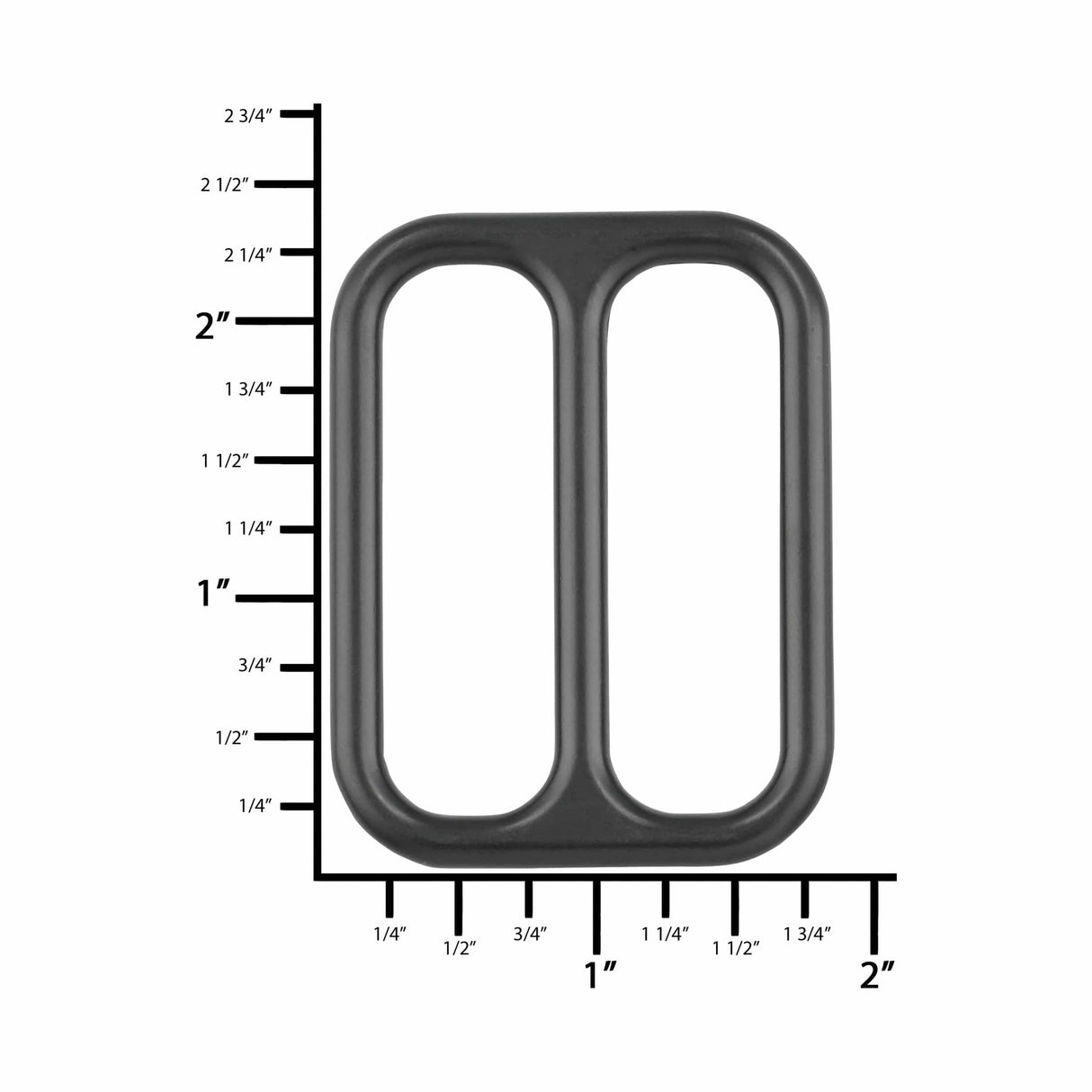 Ohio Travel Bag Rings & Slides 2" Black, Double Loop, Zinc Alloy, #P-2560-BLK P-2560-BLK