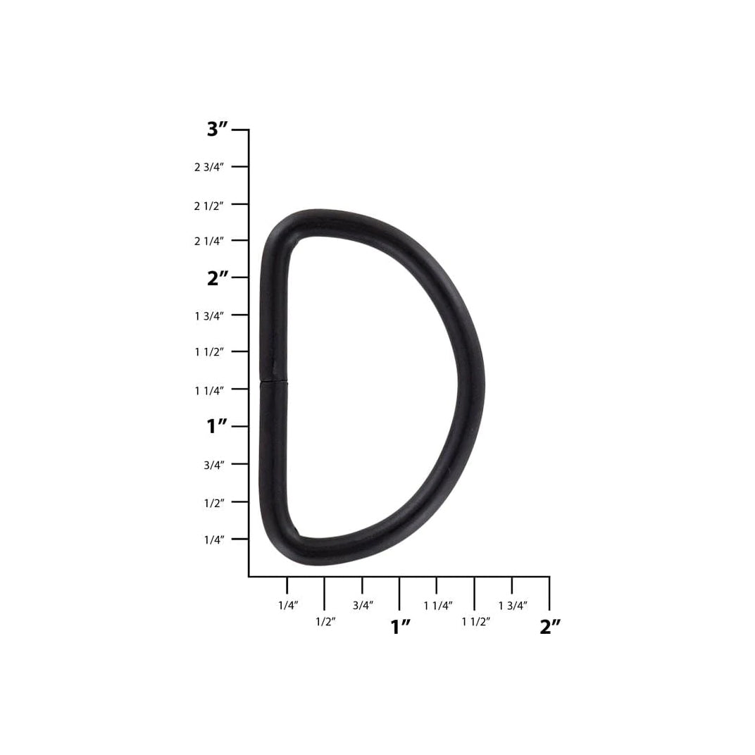 2" Matte Black, Welded D Ring, Steel