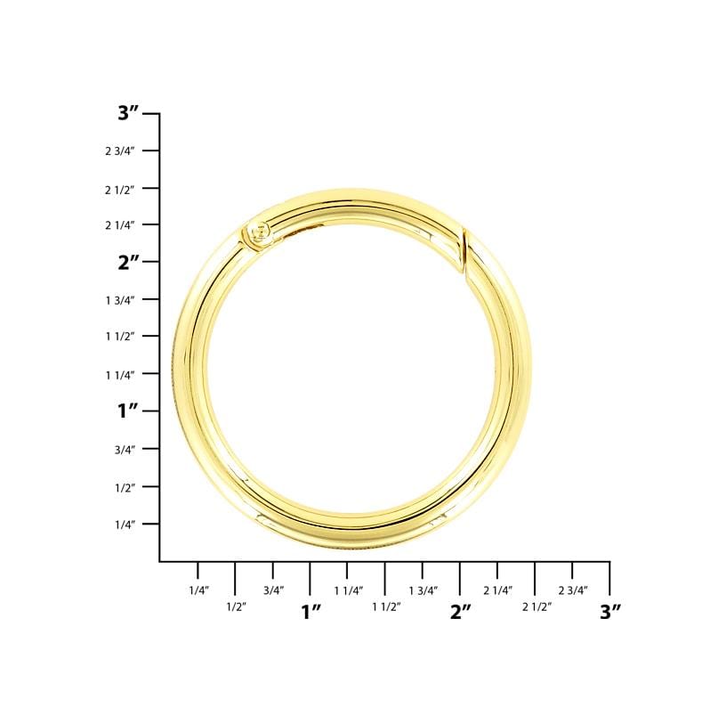Ohio Travel Bag Rings & Slides 2" Gold, Ring w/ Spring Gate, Zinc Alloy, #P-2732-GOLD P-2732-GOLD