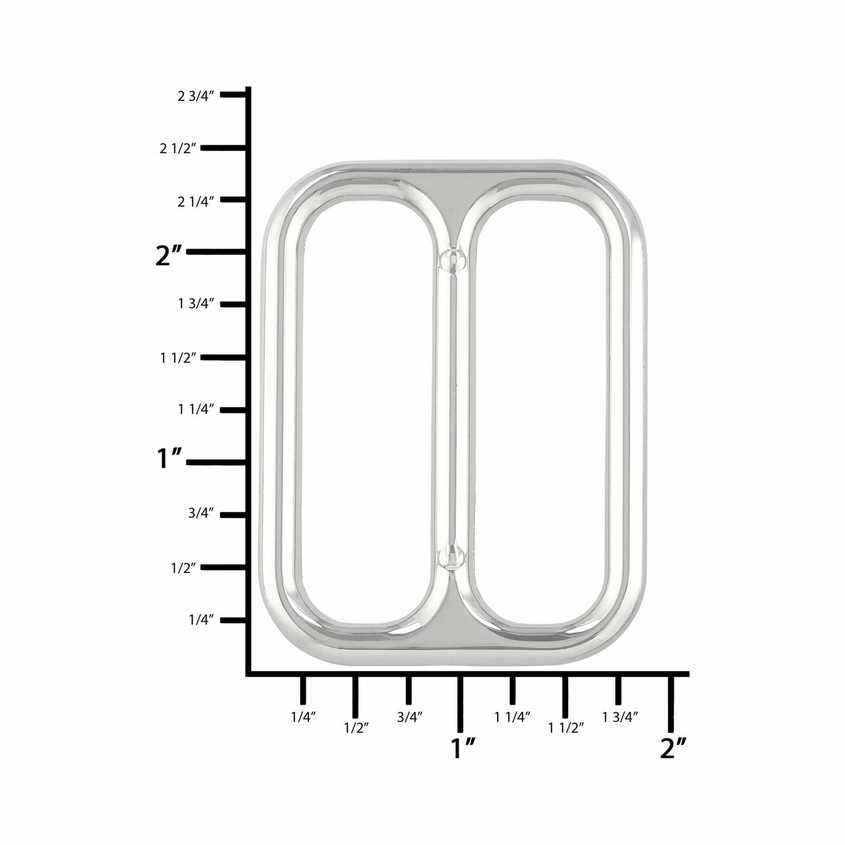 Ohio Travel Bag Rings & Slides 2" Nickel, Double Loop, Zinc Alloy, #P-2560-NIC P-2560-NIC