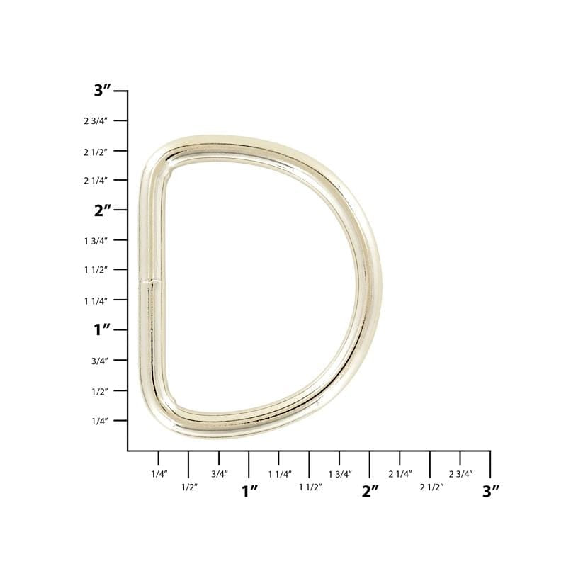 Ohio Travel Bag Rings & Slides 2" Nickel, Welded D Ring, Steel, #P-2428 P-2428