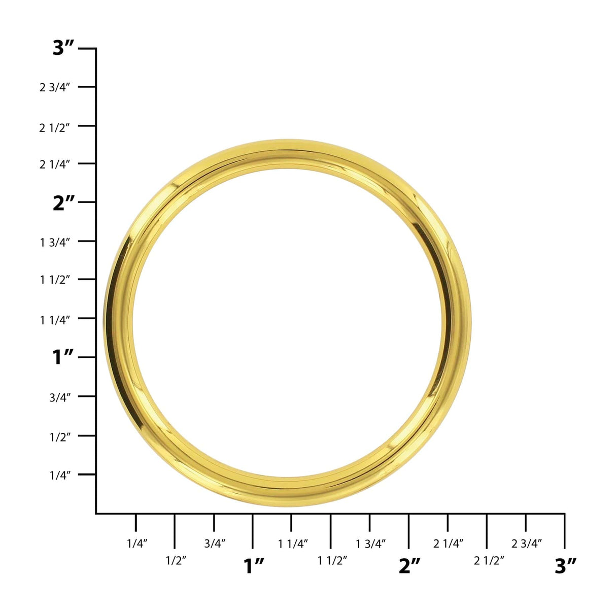 Ohio Travel Bag Rings & Slides 2" Shiny Gold, Cast Round Ring, Zinc Alloy, #P-2762-GOLD P-2762-GOLD