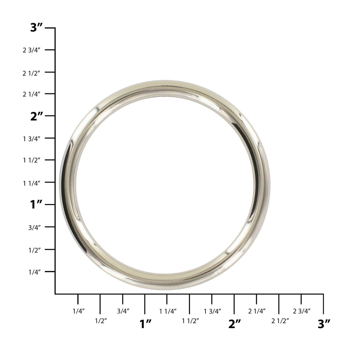 Ohio Travel Bag Rings & Slides 2" Shiny Nickel, Cast Round Ring, Zinc Alloy, #P-2762-NIC P-2762-NIC