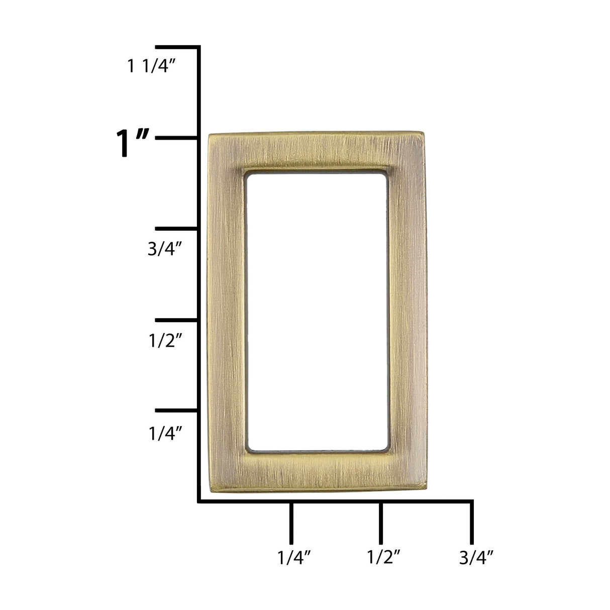 Ohio Travel Bag Rings & Slides 3/4" Antique Brass, Rectangular Concave Ring, Zinc Alloy, #P-2556-ANTB P-2556-ANTB