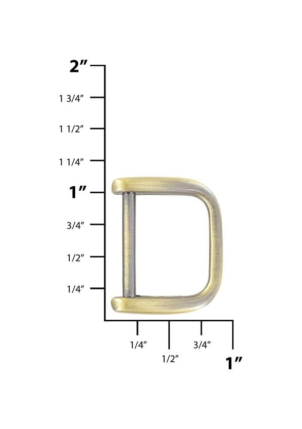 Ohio Travel Bag Rings & Slides 3/4" Antique Brass, Solid D Ring, Zinc Alloy, #P-2638-ANTB P-2638-ANTB