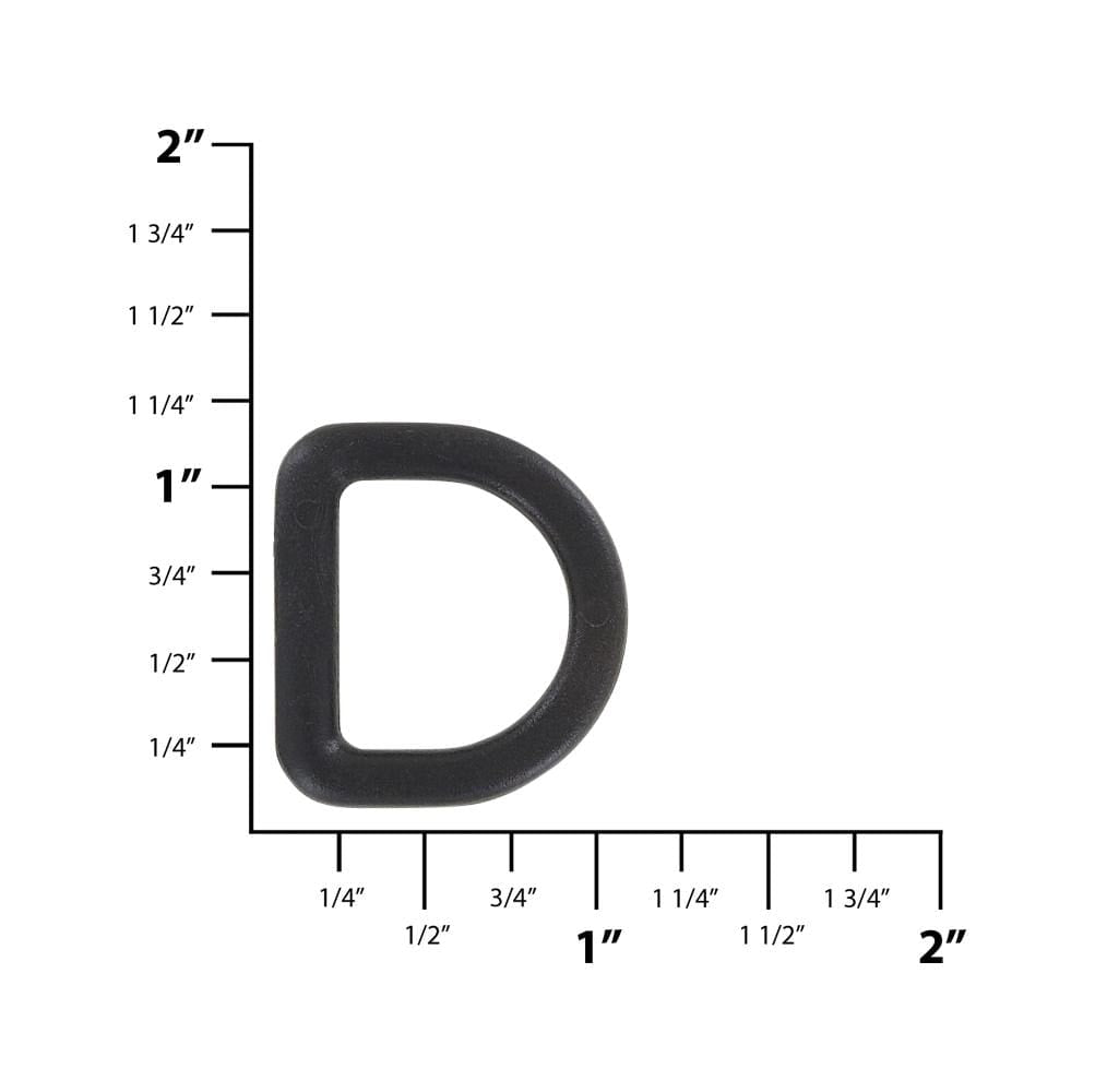 Ohio Travel Bag Rings & Slides 3/4" Black, Solid D Ring, Plastic, #DR-3-4 DR-3-4