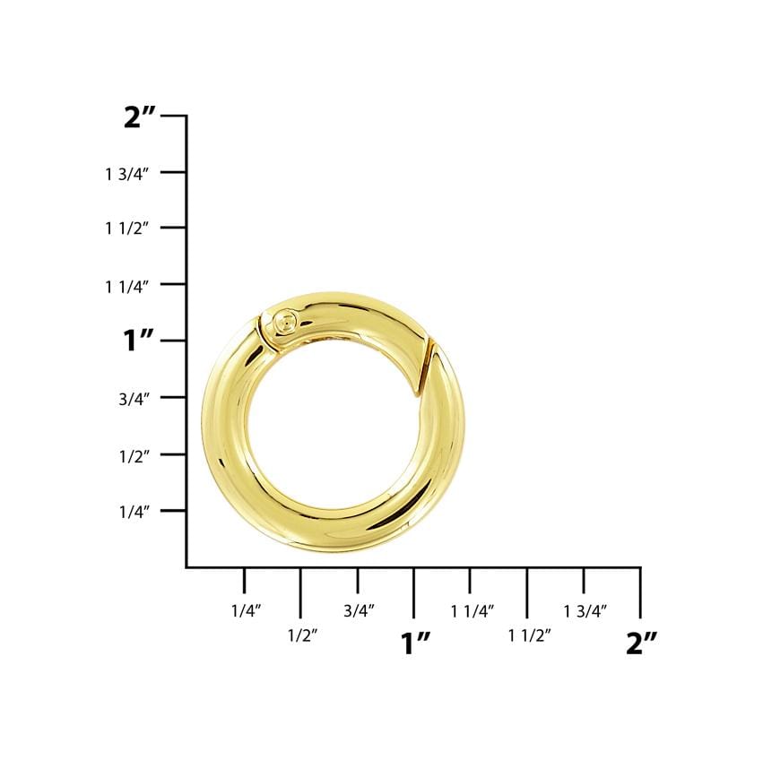Ohio Travel Bag Rings & Slides 3/4" Gold, Spring Gate Round Ring, Zincc Alloy, #P-2733-GOLD P-2733-GOLD