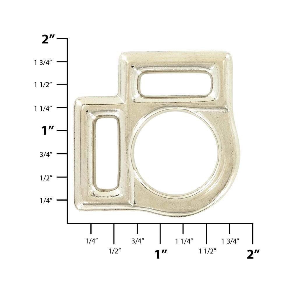 Ohio Travel Bag Rings & Slides 3/4" Nickel, 2-Sided Halter Ring, Zinc Alloy, #L-2484 L-2484