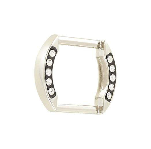 Ohio Travel Bag Rings & Slides 3/4" Nickel w/ Black Enamel Rhinestone, Solid Oval Ring, Zinc Alloy, #P-2647 P-2647