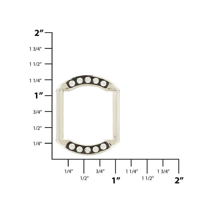 Ohio Travel Bag Rings & Slides 3/4" Nickel w/ Black Enamel Rhinestone, Solid Oval Ring, Zinc Alloy, #P-2647 P-2647