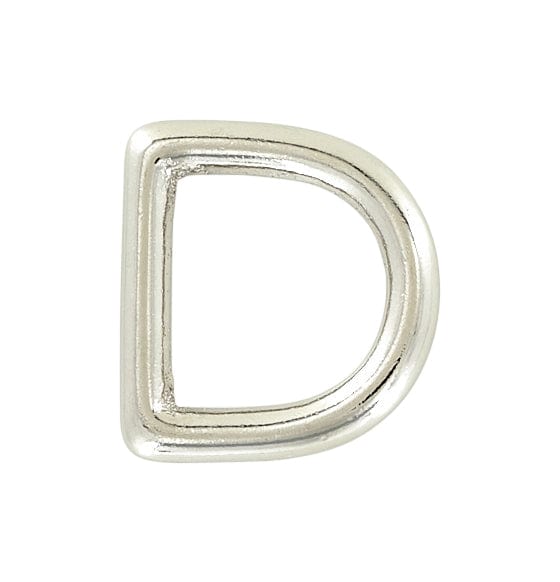 Ohio Travel Bag Rings & Slides 3/4" Shiny Nickel, Solid D Ring, Solid Brass, #P-1337-SBN P-1337-SBN