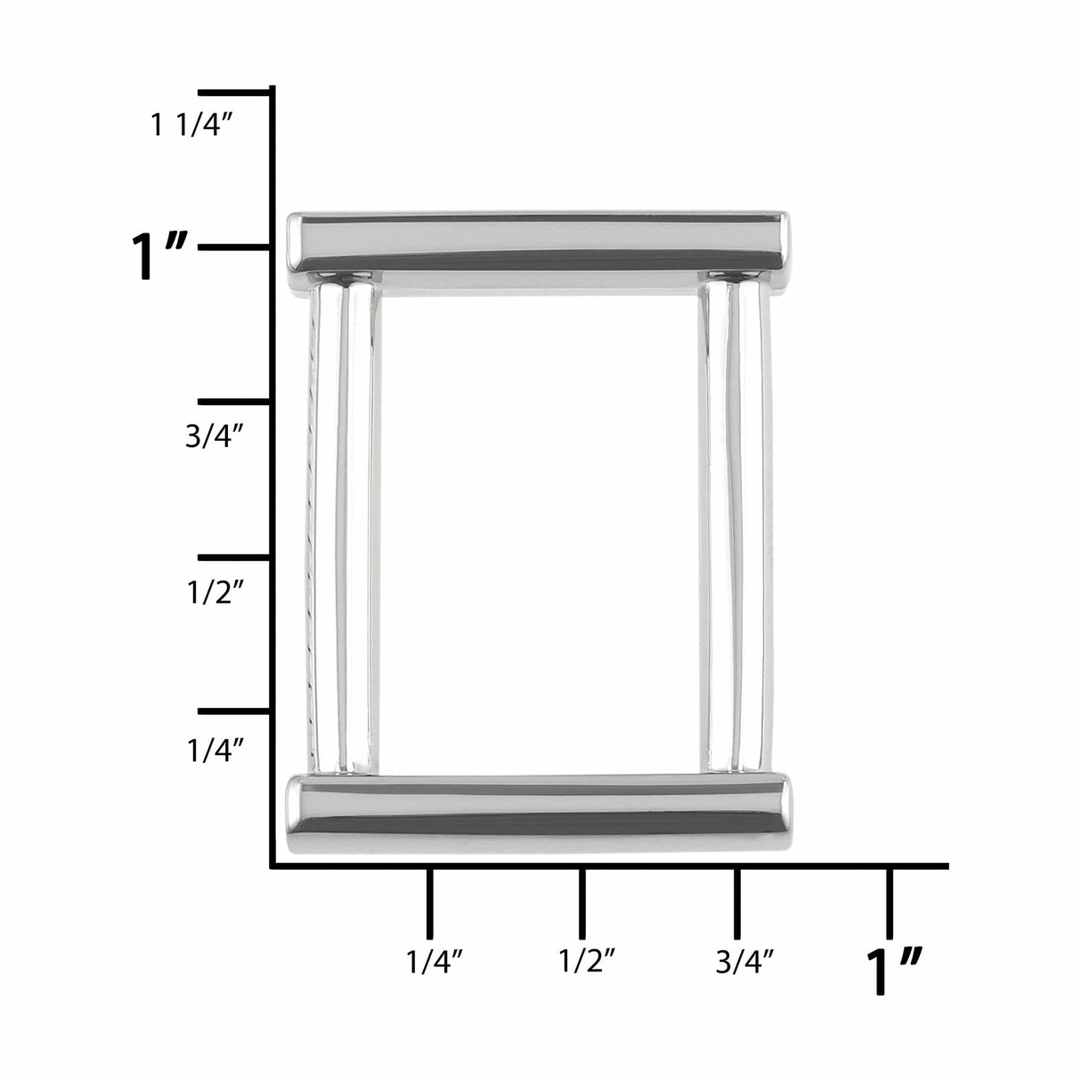 Ohio Travel Bag Rings & Slides 3/4" Shiny Nickel, Solid Rectangular Ring, Zinc Alloy, #P-2513 P-2513