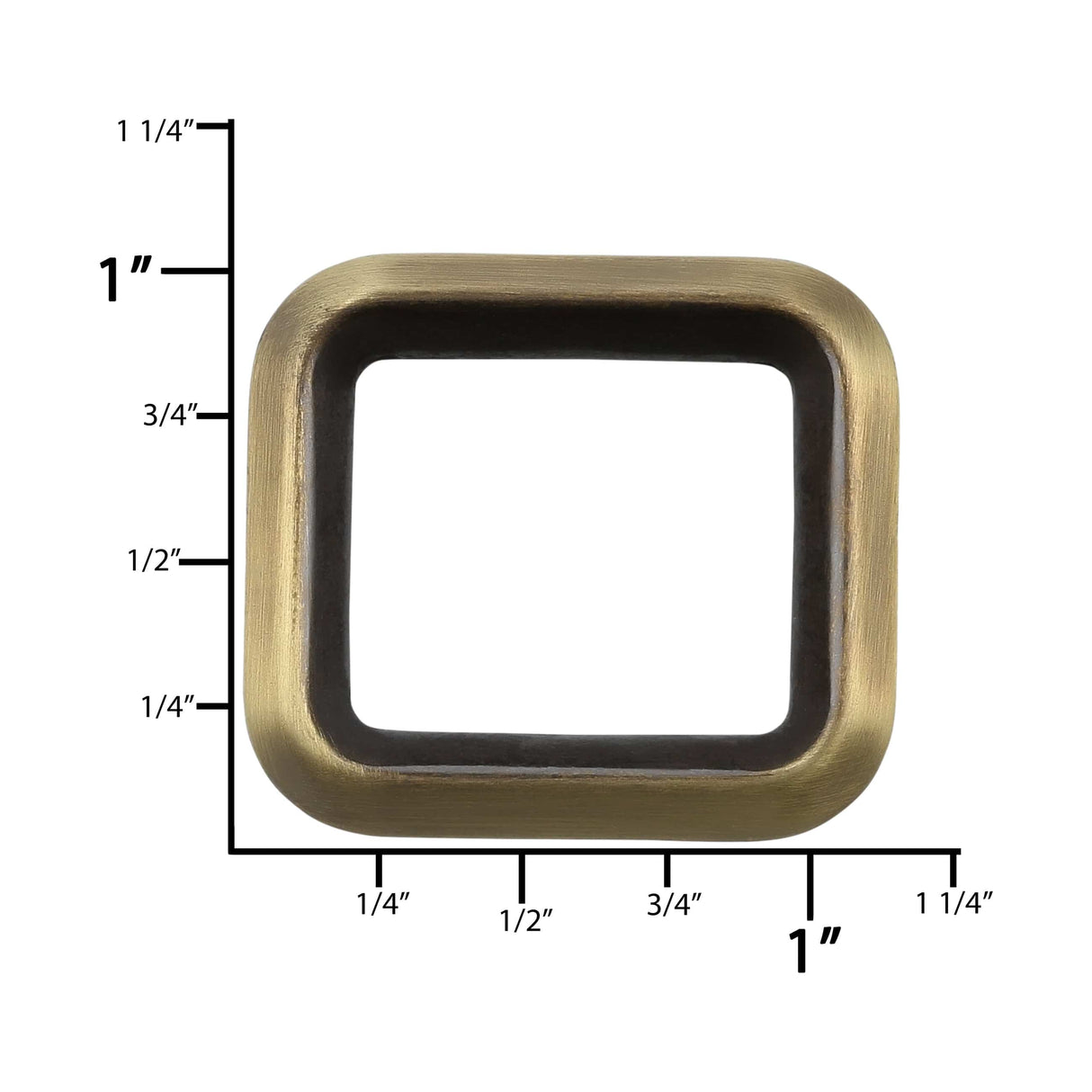 Ohio Travel Bag Rings & Slides 7/8" Antique Brass, Cast Beveled Rectangular Ring, Zinc Alloy, #P-2872-ANTB P-2872-ANTB