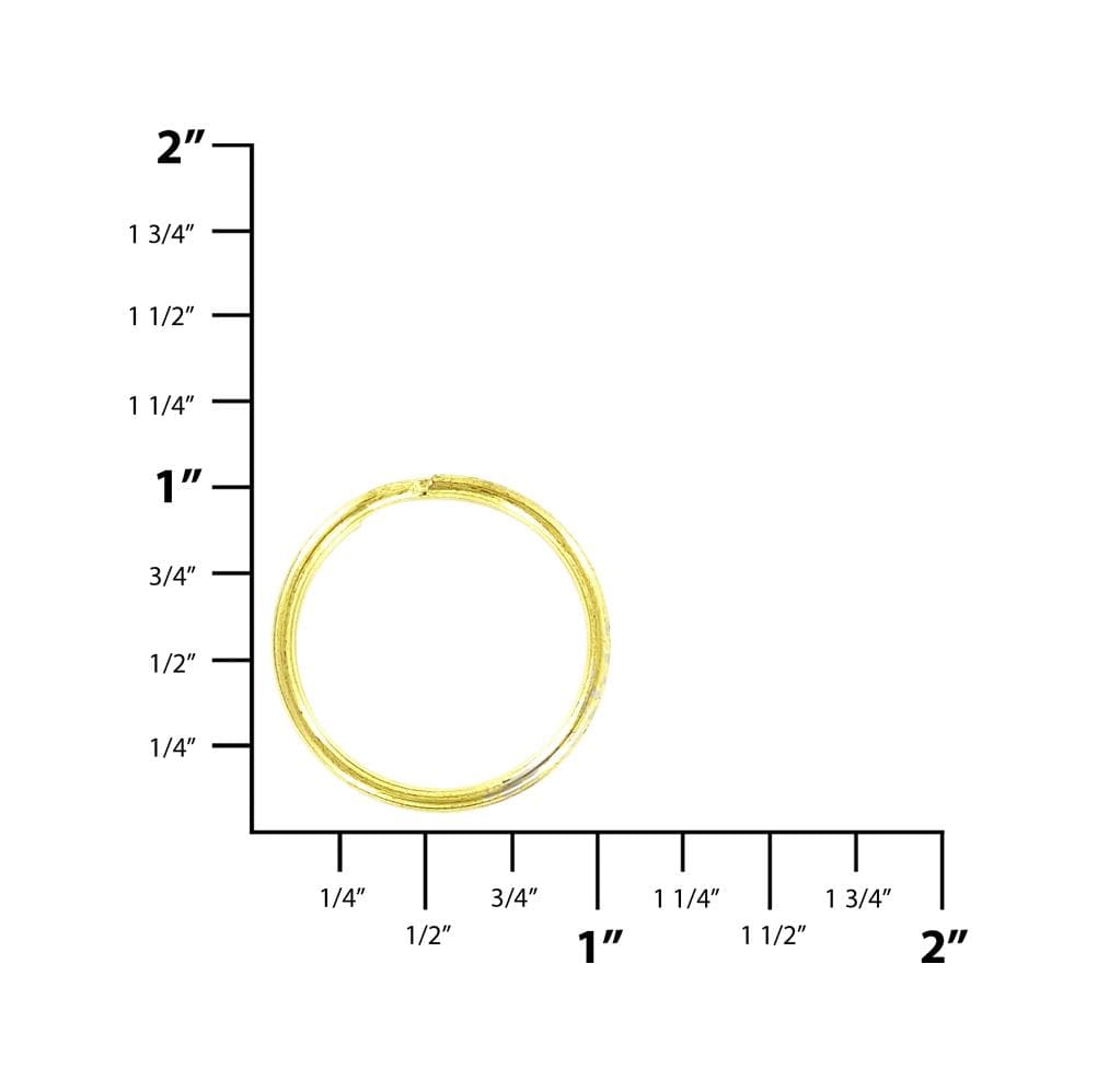 Ohio Travel Bag Rings & Slides 7/8" Brass, Split Key Ring, Steel, #L-199-7-8B L-199-7-8B