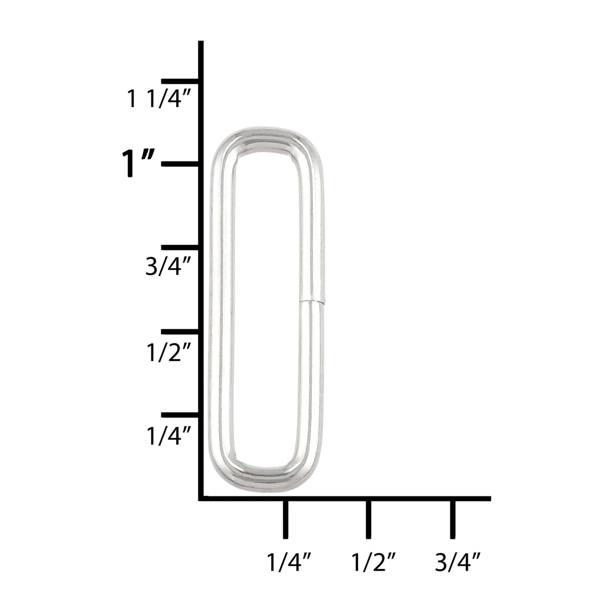 Ohio Travel Bag Rings & Slides 7/8" Nickel, Rectangular Ring, Steel, #P-3081 P-3081