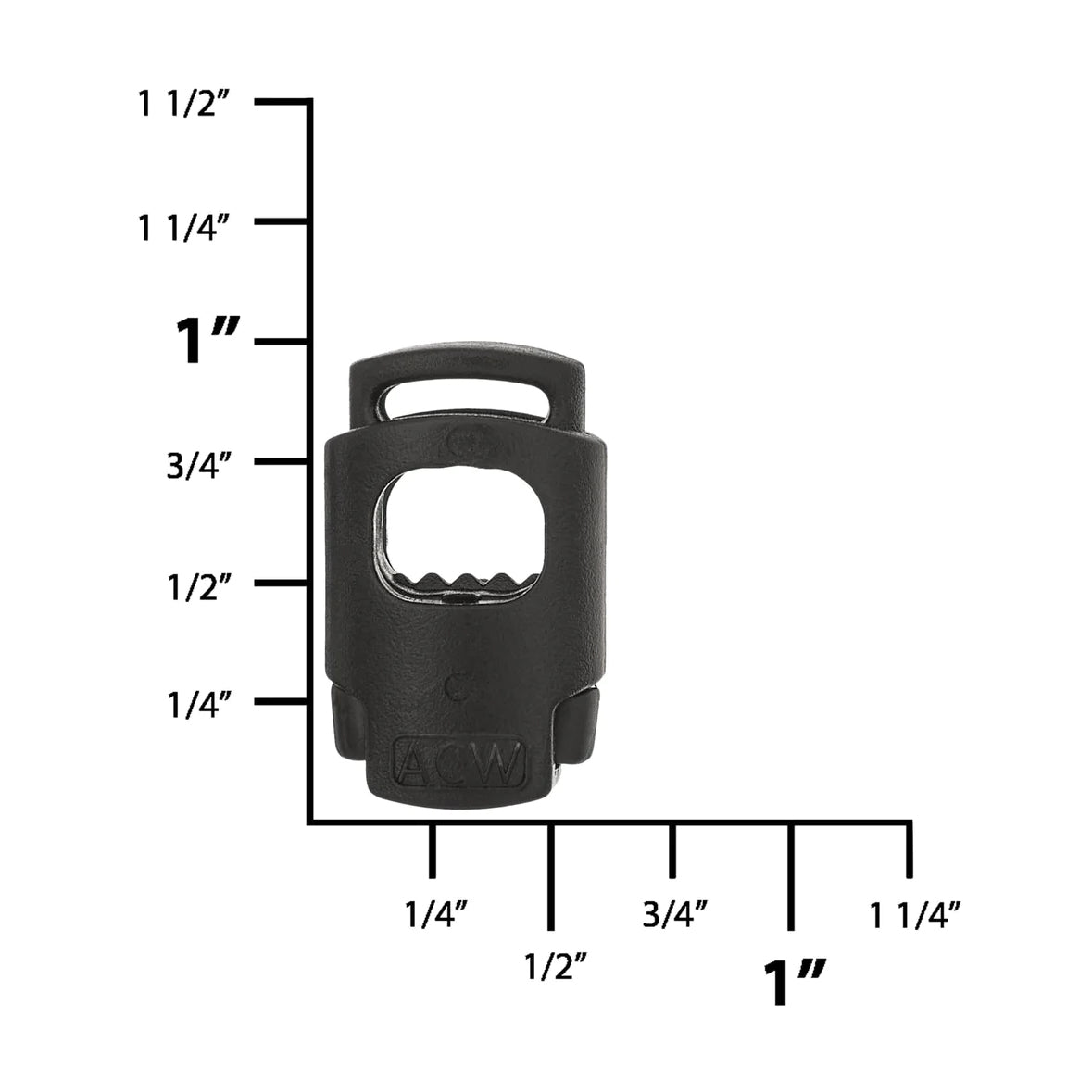 1" Black, Cord Lock, Plastic